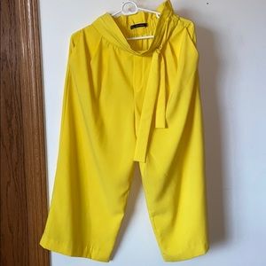 zara bright yellow highwasist goucho pants